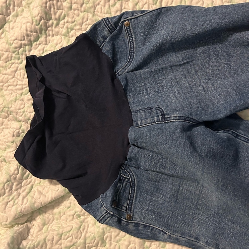 Indigo Blue Women's Jeans with Dark Blue Waistband